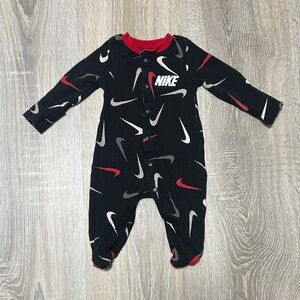 Nike Kids Black Footie with Red and White Swooshes